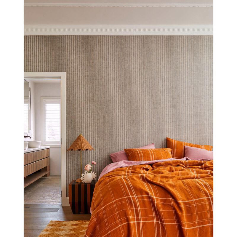 Kip&Co Santa Monica Pecan Tartan Linen Quilt Cover image number 3